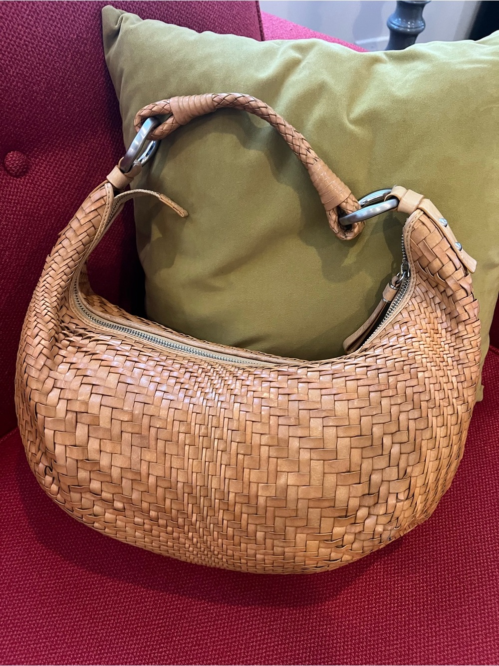 Woven Leather Hobo Bag in Tan Cole Haan
